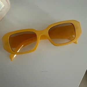 Free People Yellow Rectangular Sunglasses